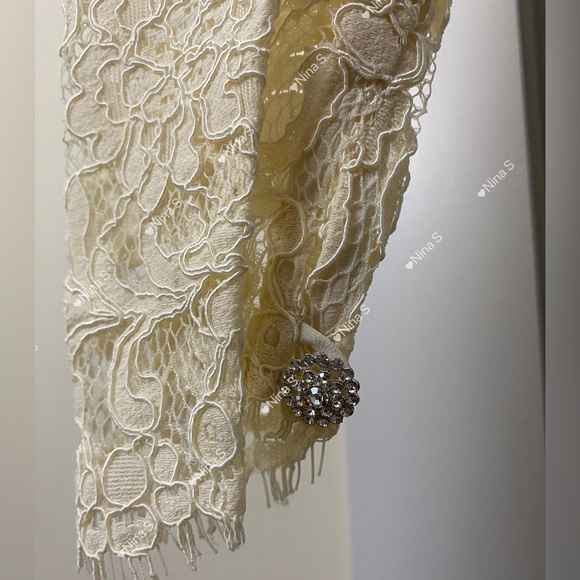 Self-Portrait Cream Cord Lace Top With Bows NEW - Picture 6 of 7